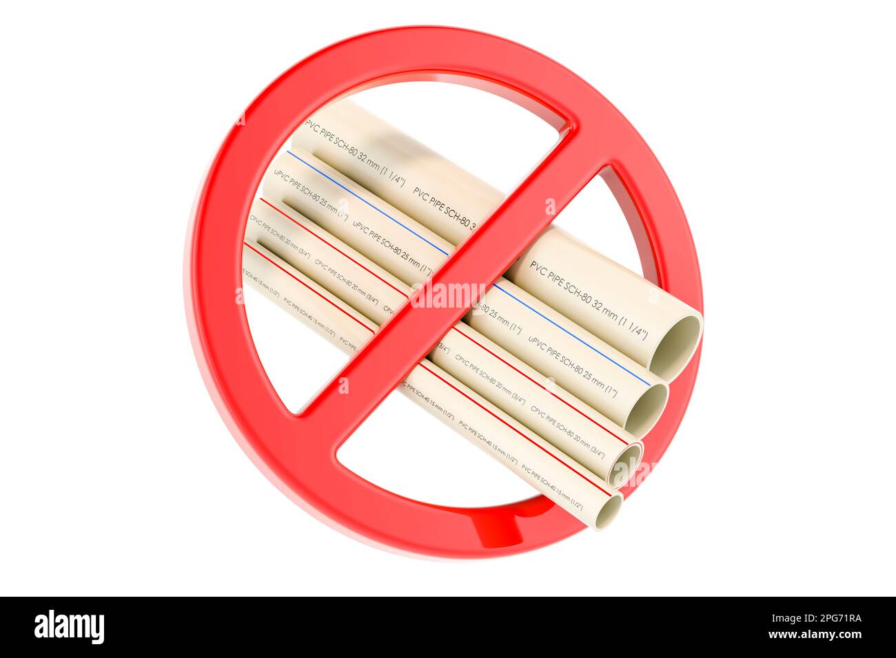 PVC pipes, composite pipe, uPVC pipe, cPVC pipe with forbidden symbol