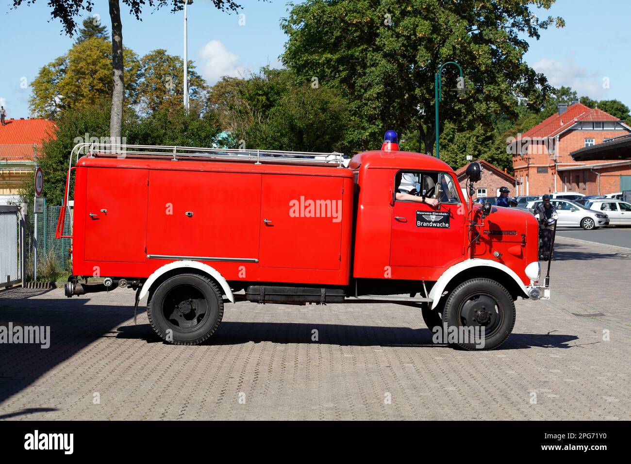 Old fire truck Magirus Deutz, Bruchhausen-Vilsen, Lower Saxony, Germany Stock Photo
