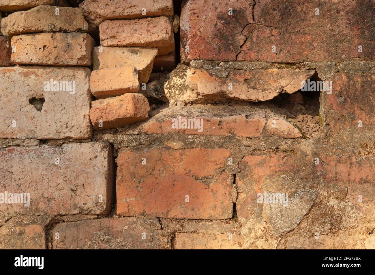 ancient temple wall texture Built with red bricks and plastered with ...