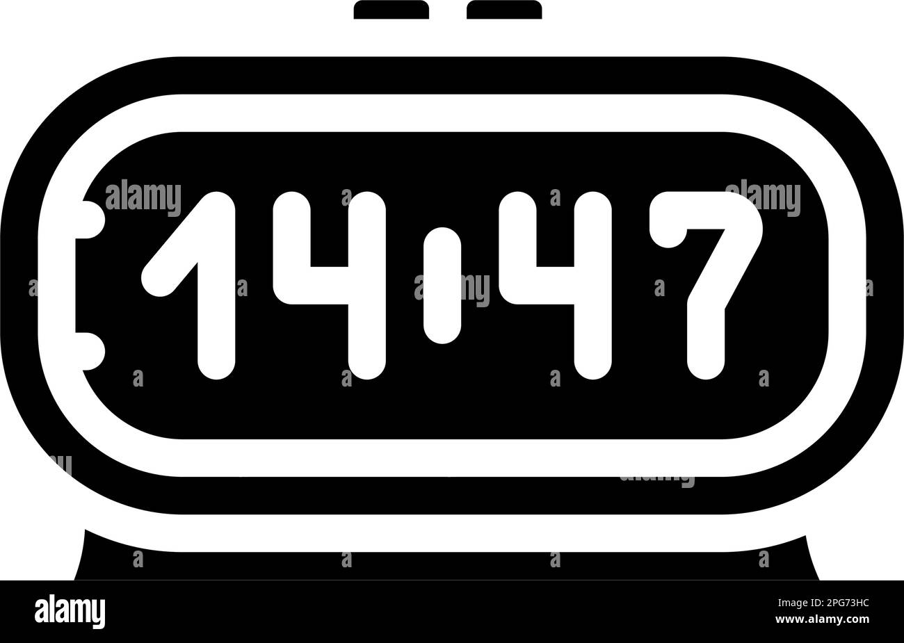 digital alarm clock bedroom interior glyph icon vector illustration