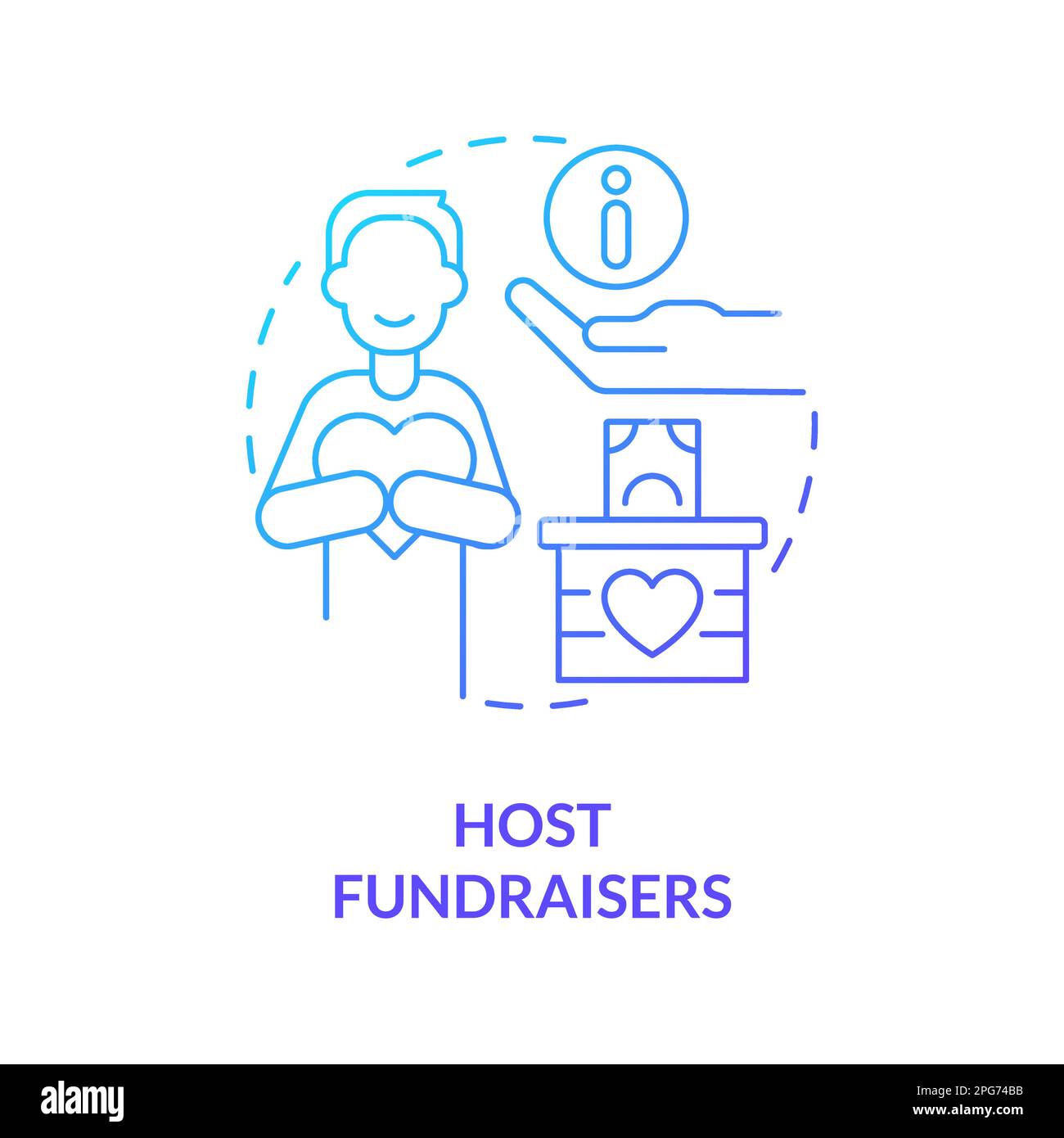 Host fundraisers blue gradient concept icon Stock Vector