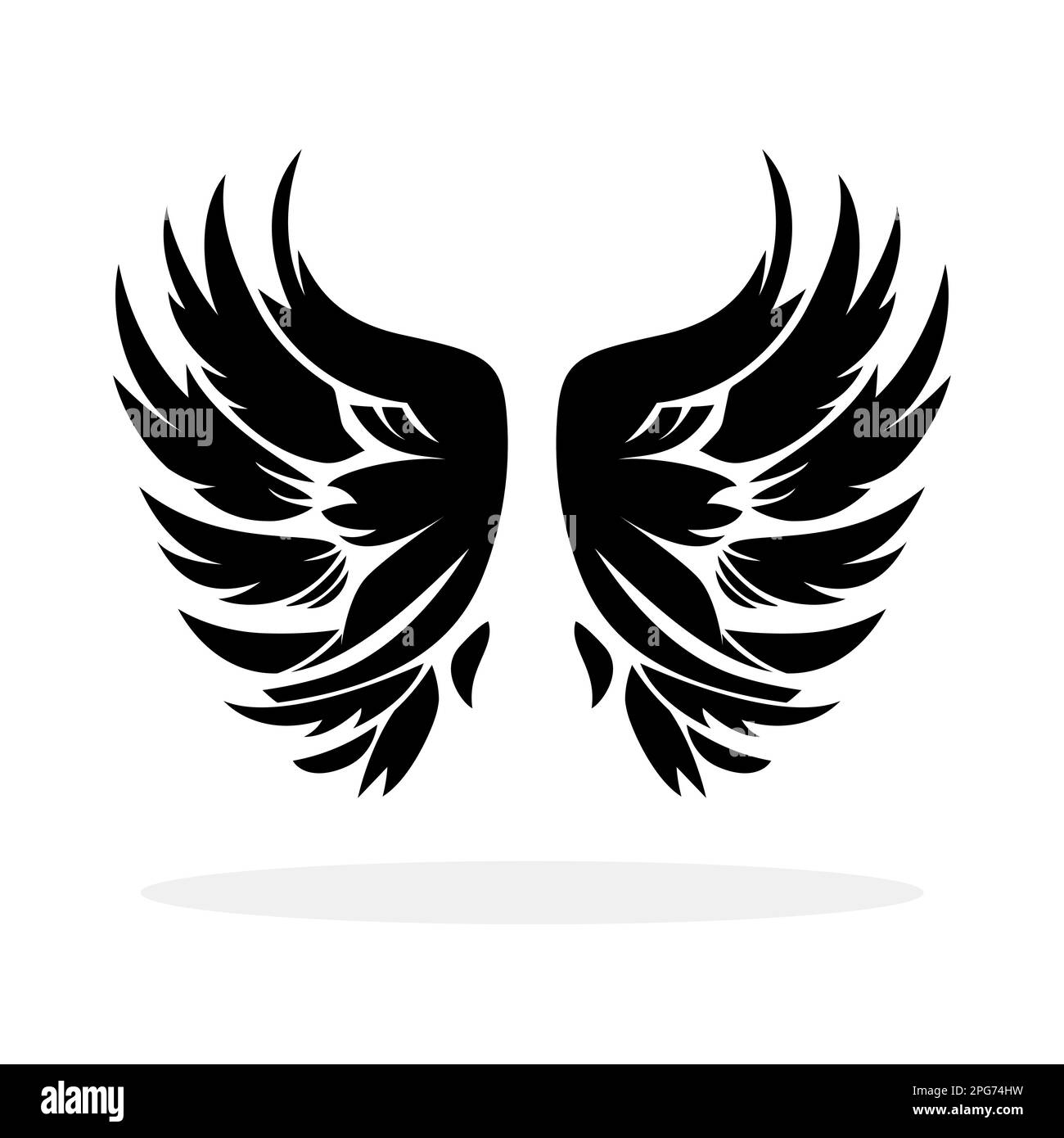 Wings icon. Black icon of wings on white background. Wings logo design
