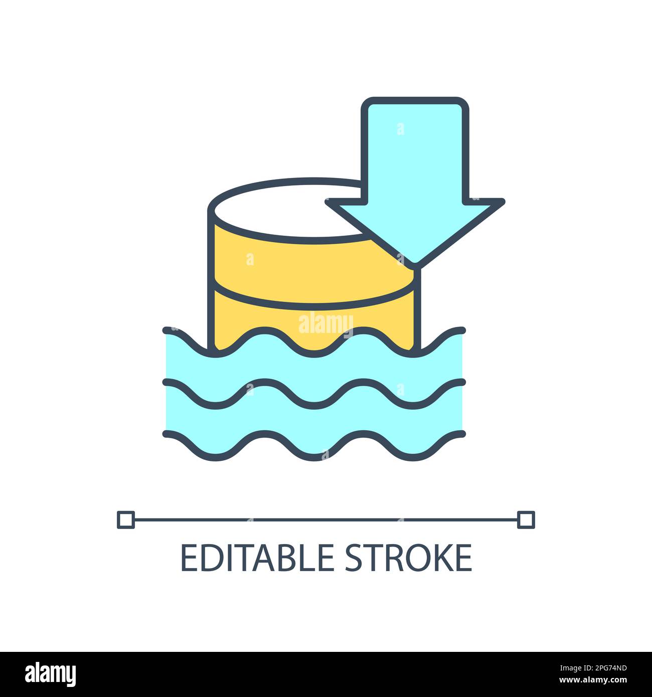 Upload ot data lake RGB color icon Stock Vector