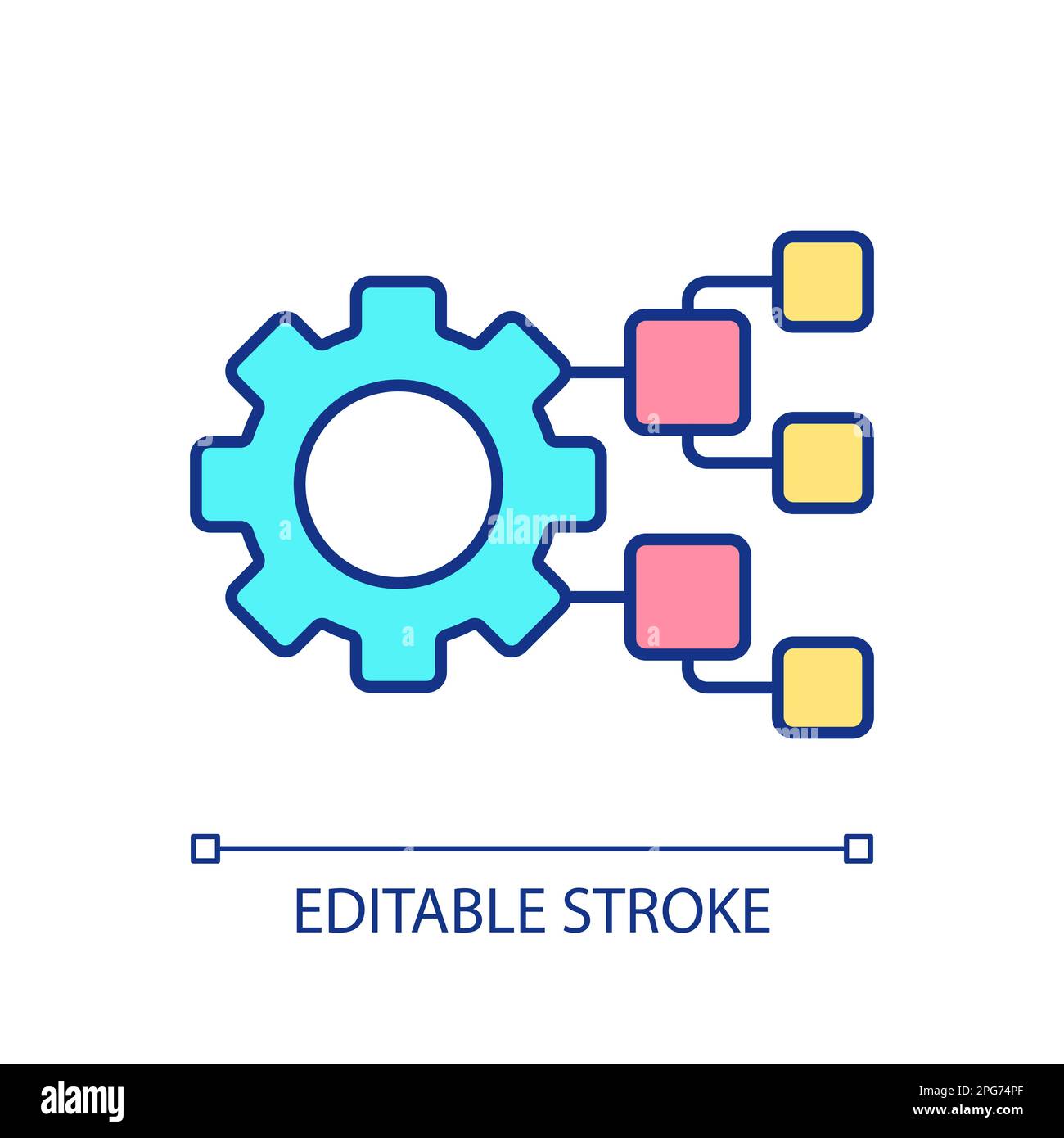 Blockchain network settings RGB color icon Stock Vector