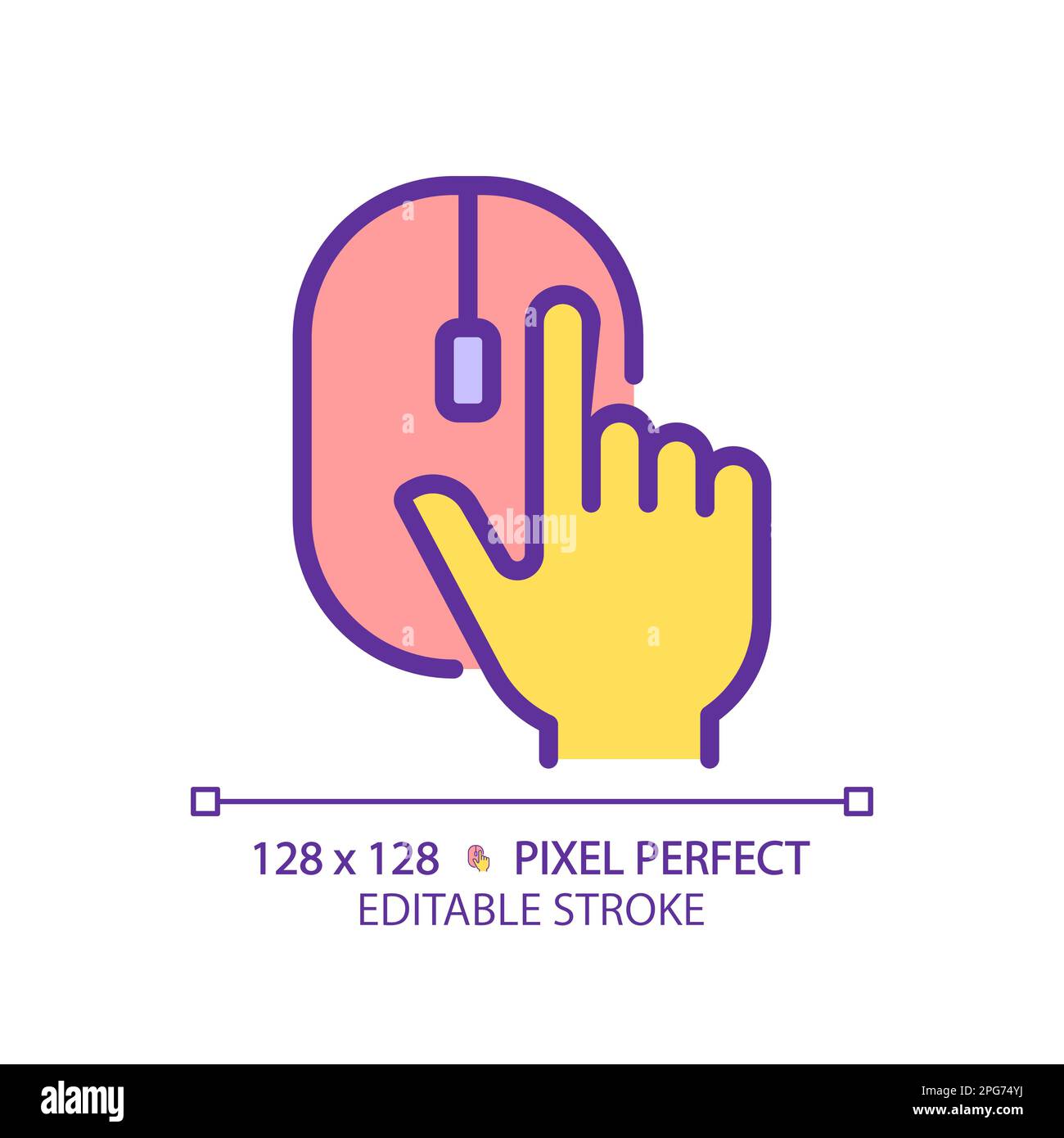 Yellow hand with computer mouse RGB color icon Stock Vector