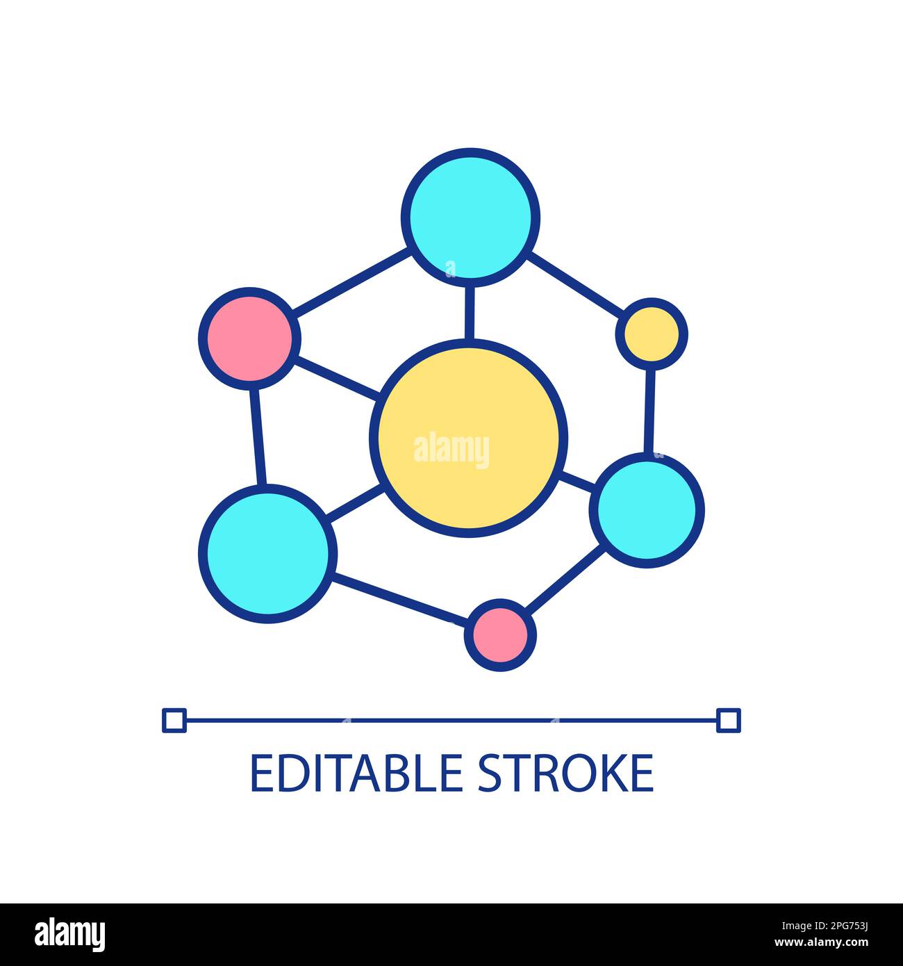 Structure of virtual network performance RGB color icon Stock Vector