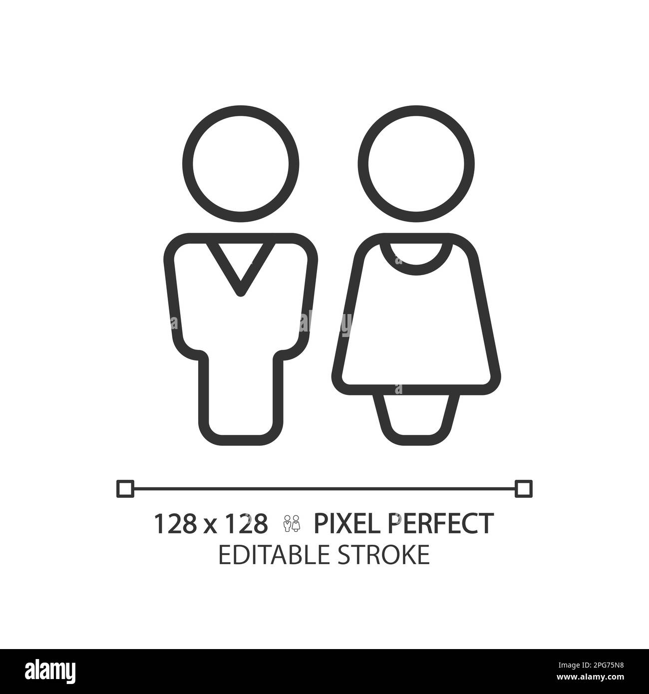 WC door sign pixel perfect linear icon Stock Vector