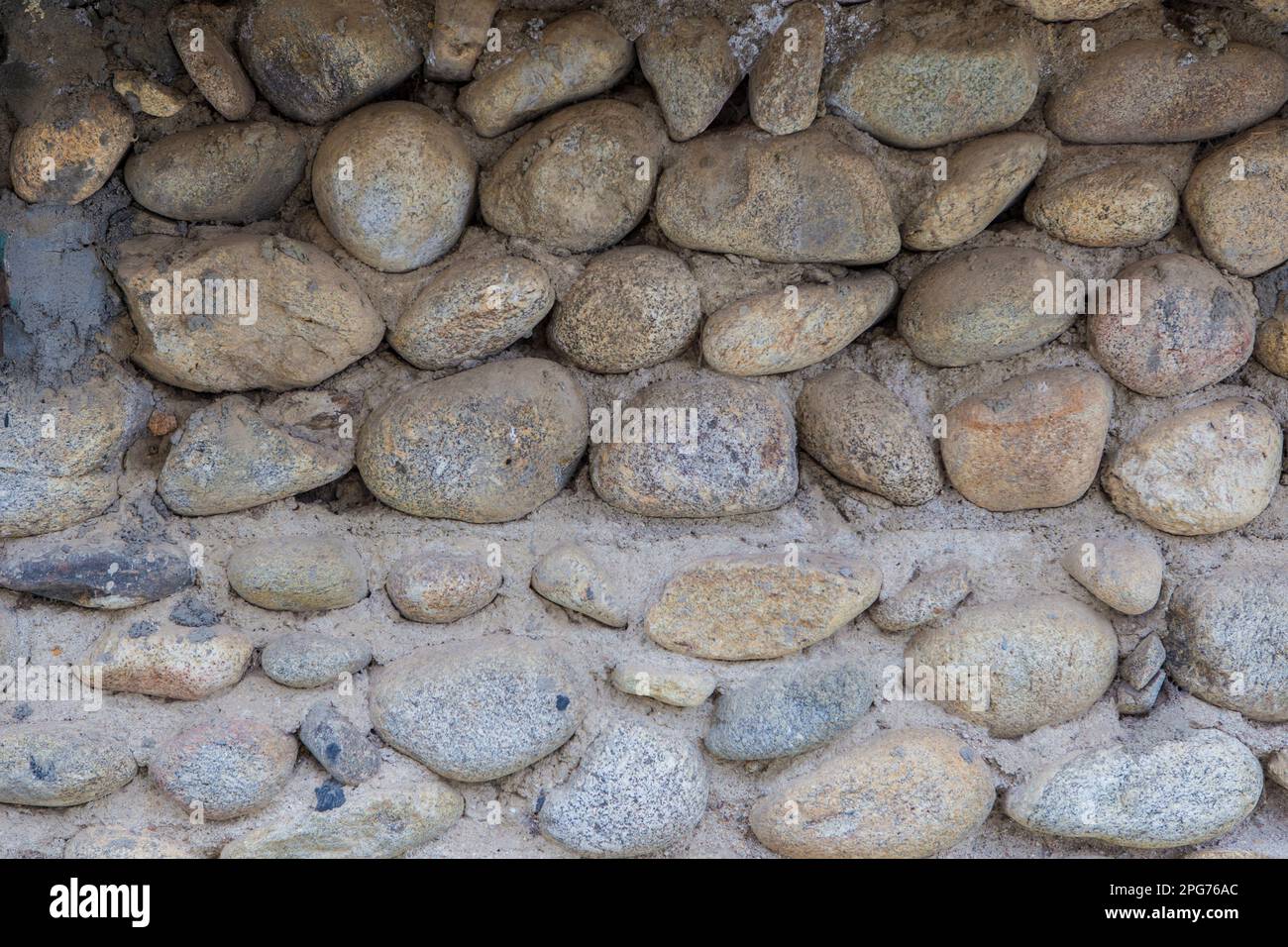 Ambroz River pebble composite foundation. Locals materials used as construction material Stock Photo
