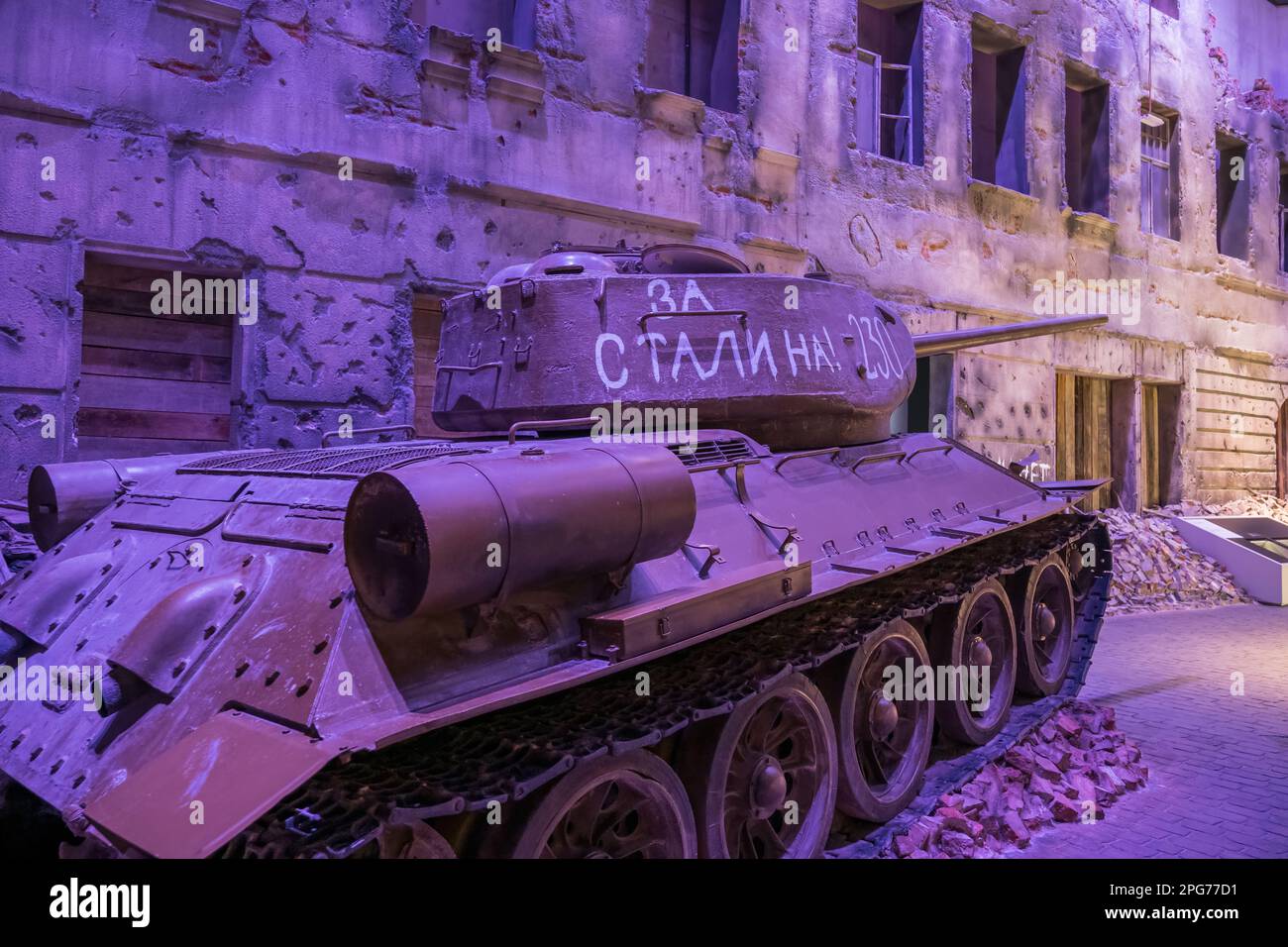 The Soviet tank T-34/85, exhibit in Museum of the Second World War in Gdansk, Poland. Stock Photo