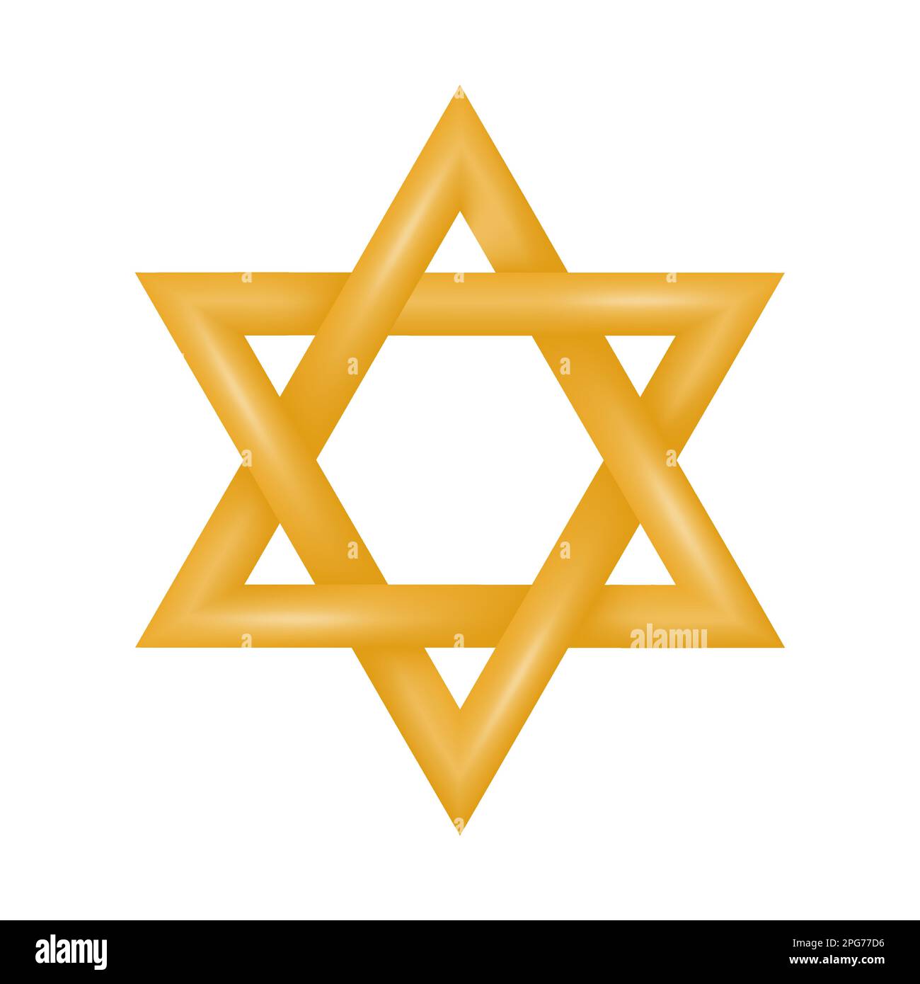 Golden six pointed Star of David. Symbol of Jewish identity and Judaism. Vector illustration. Stock Vector