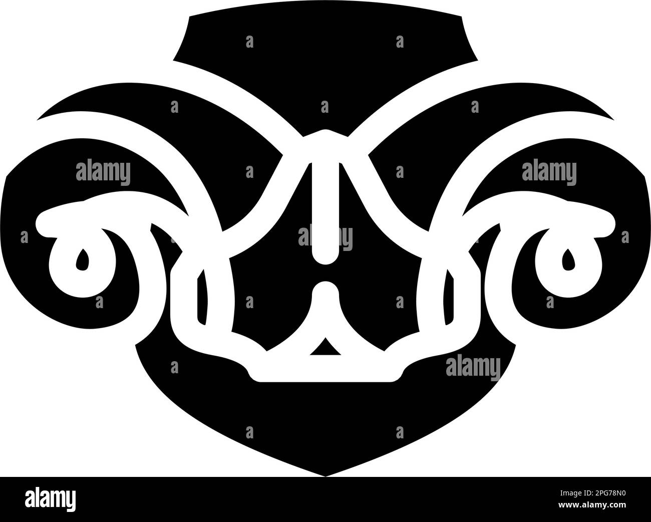skull ram horn animal glyph icon vector illustration Stock Vector Image