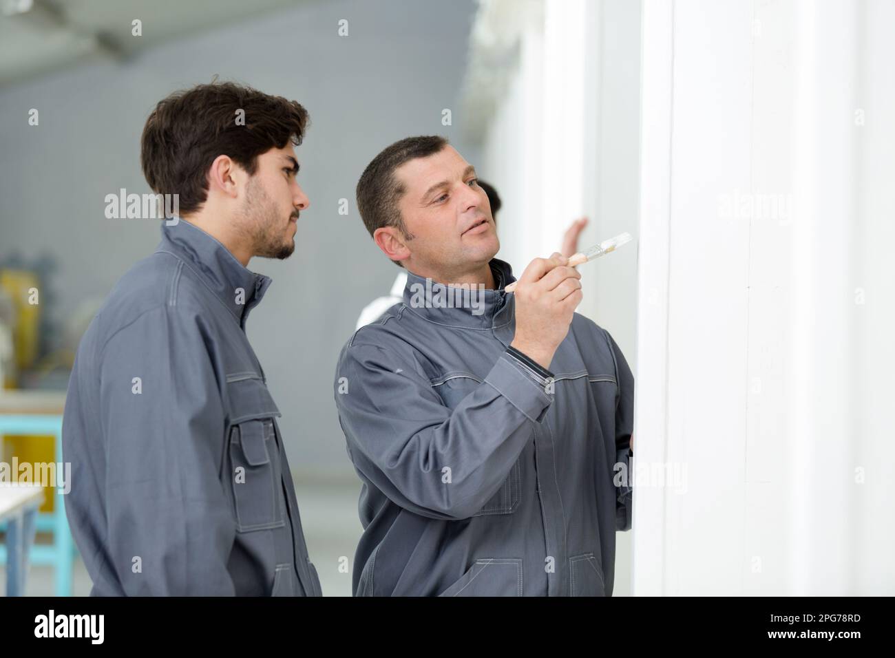 portrait of painter with apprentice Stock Photo
