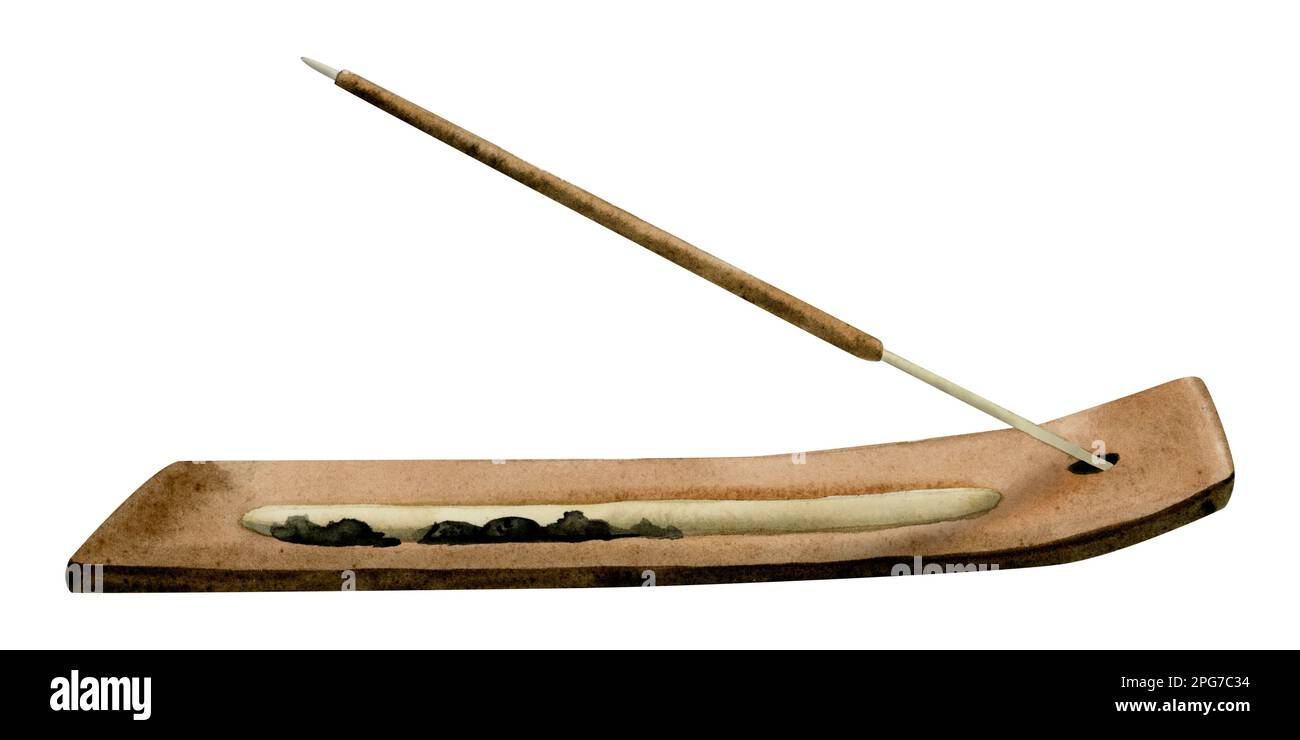 Aroma stick with sandal wooden stand isolated on white background