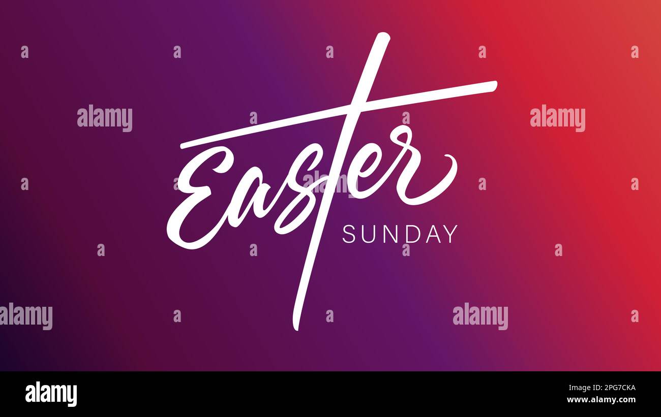 Easter Sunday calligraphy web slide. Elegant inscription, Christian