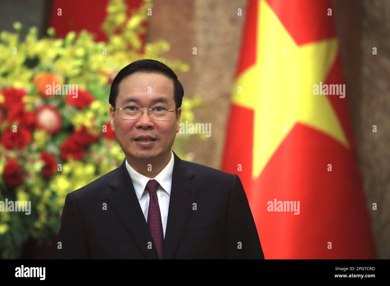 Vietnamese President Vo Van Thuong is seen ahead of a meeting with  Cambodian Foreign Minister Prak Sokhonn in Hanoi, Vietnam on Tuesday, March  21, 2023. (AP Photo/Hau Dinh Stock Photo - Alamy