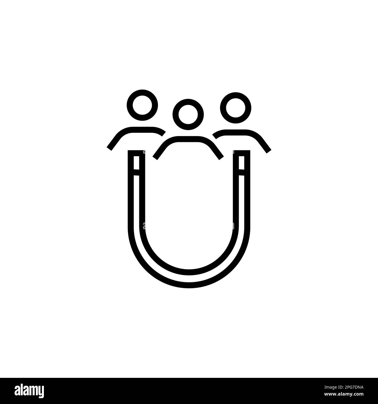 Retention Employee People in Business Company Line Icon. Lead Attract User Customer Linear Pictogram. Magnet Acquisition Potential Client Outline Icon Stock Vector
