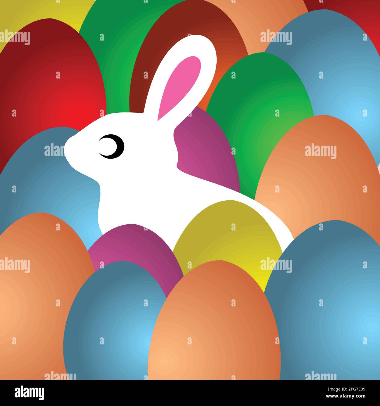 Easter background with colored eggs and rabbit. Vector illustration. Eps 10 Stock Vector