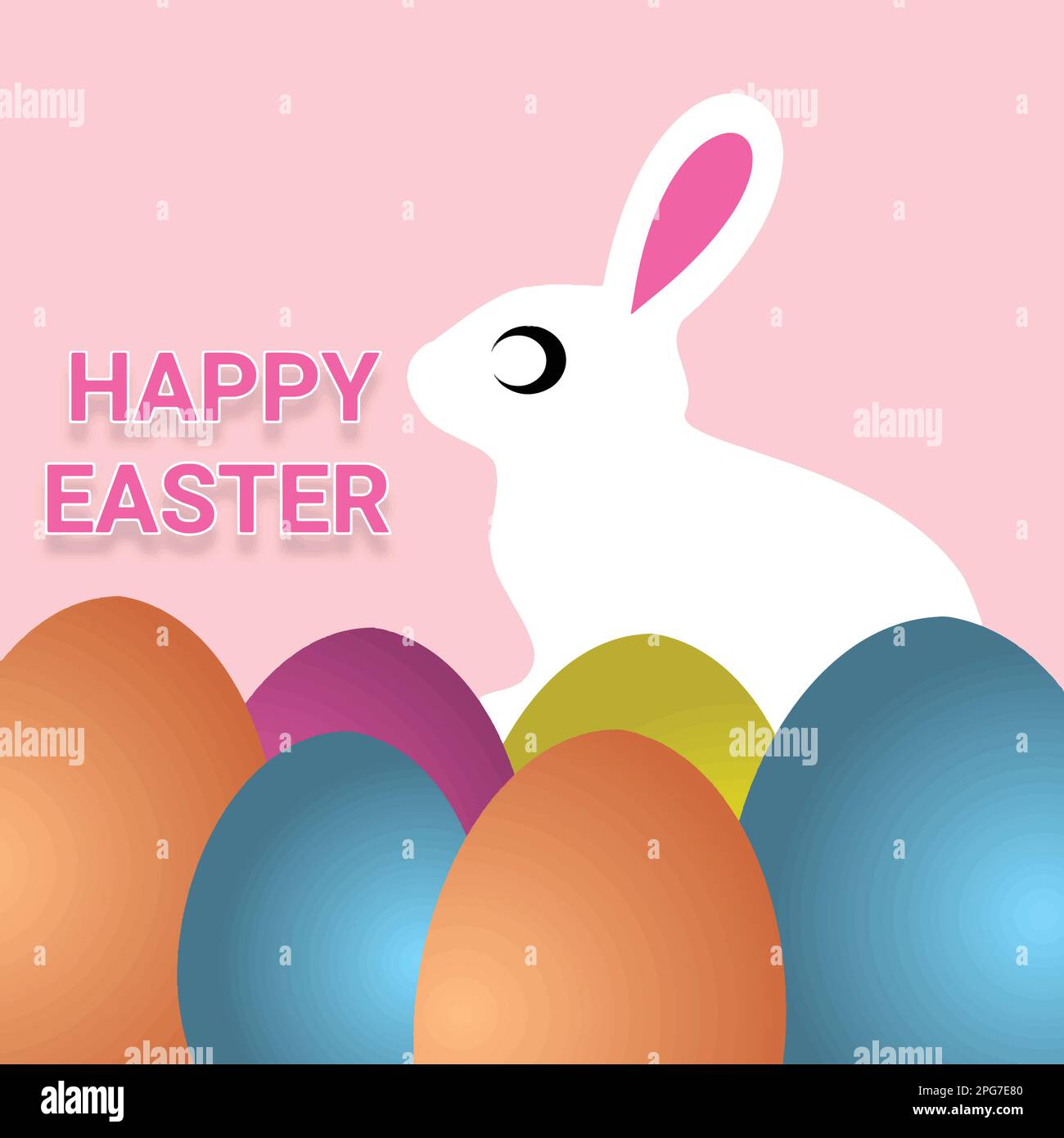 Happy Easter greeting card with easter eggs and bunny. Vector ...