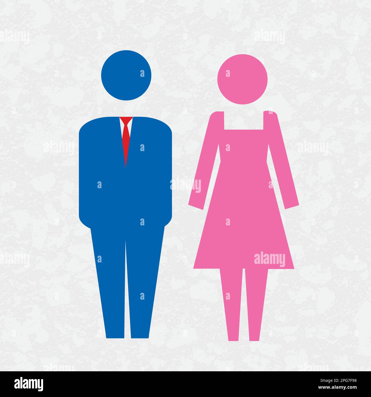 Gentleman and lady restroom sign white silhouette with pink and blue background. Vector Stock Vector
