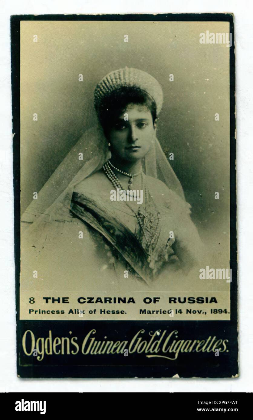 Portrait of Czarina of Russia - Vintage Guinea Gold Cigarette Card, Victorian Era Stock Photo