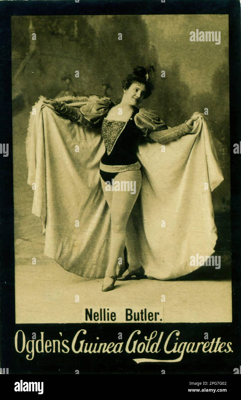 Portrait of Actress Nellie Butler - Vintage Cigarette Card, Victorian Era  Stock Photo