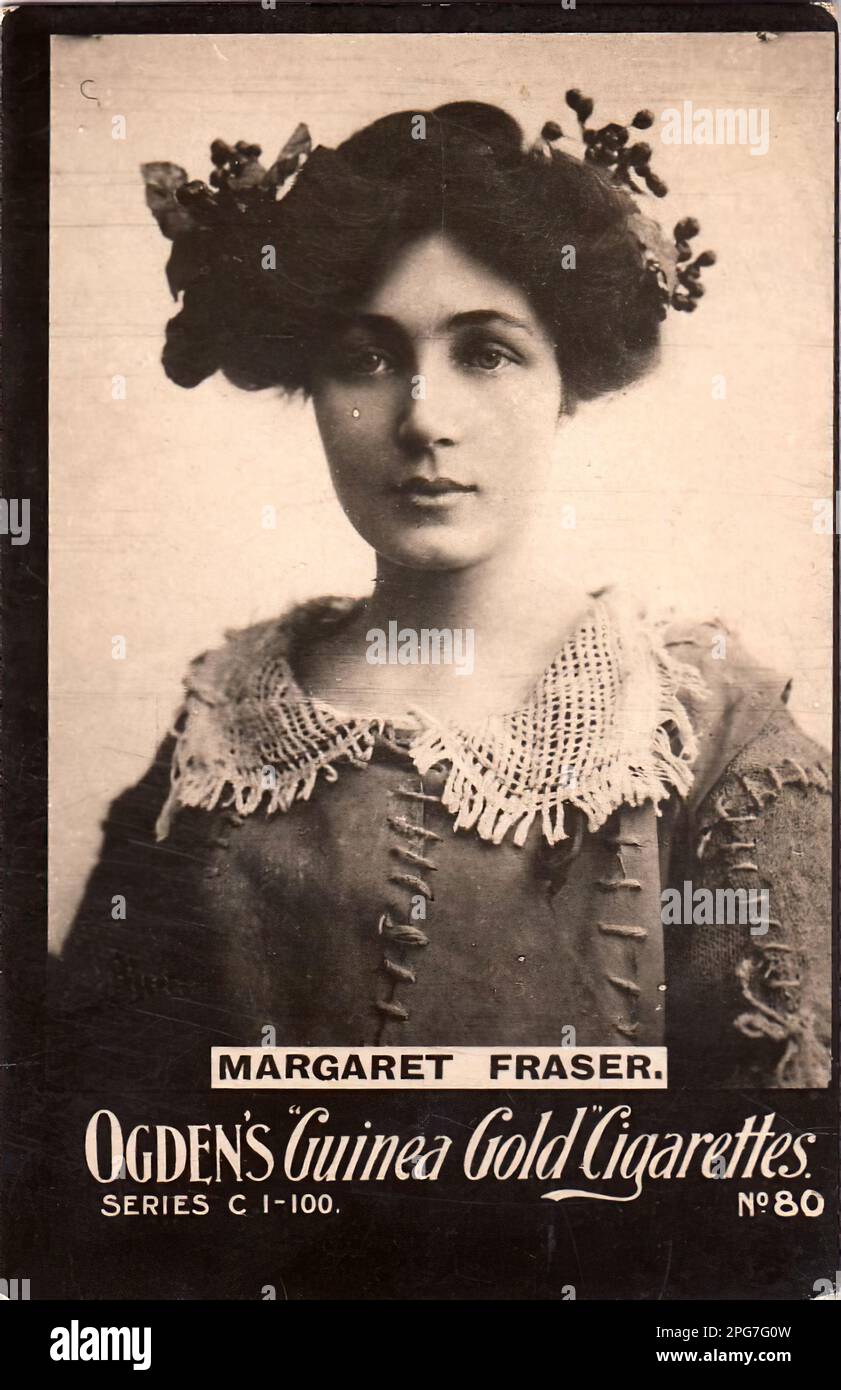 Portrait of Actress Margaret Fraser - Vintage Cigarette Card, Victorian Era Stock Photo