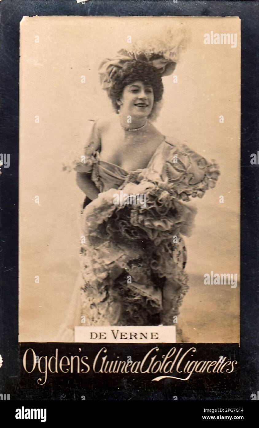 Portrait of Actress De Verne - Vintage Cigarette Card, Victorian Era ...