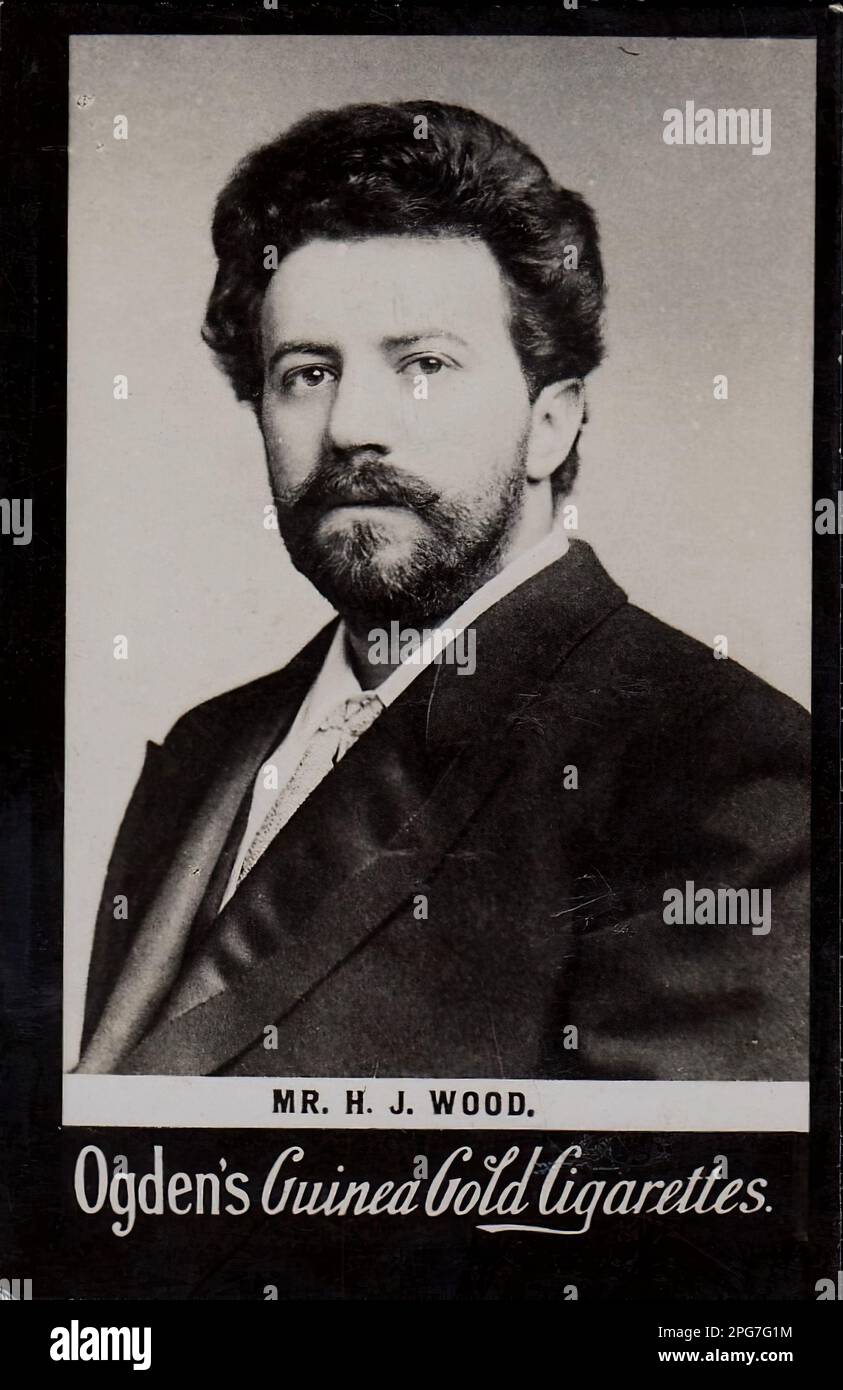 Portrait of Henry Wood - Vintage Cigarette Card, Victorian Era Stock Photo