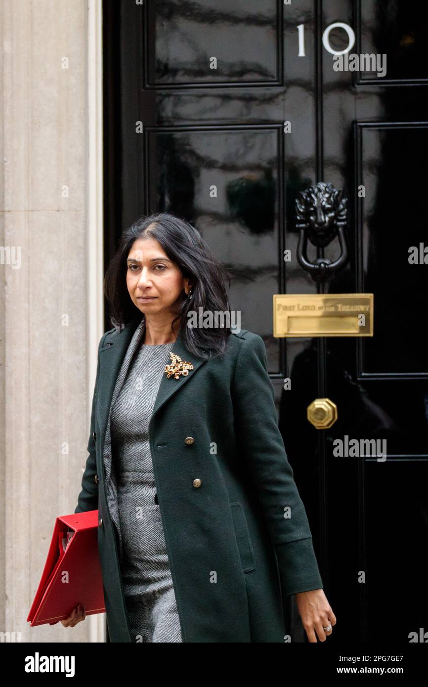 Downing Street, London, UK. 21st March 2023.  Suella Braverman QC MP, Secretary of State for the Home Department, attends the weekly Cabinet Meeting at 10 Downing Street. Photo by Amanda Rose/Alamy Live News Stock Photo