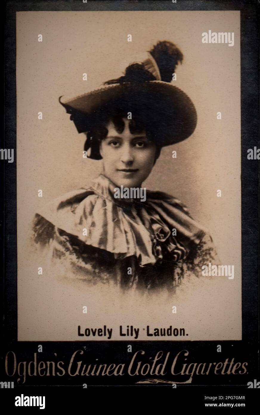 Portrait of Actress  Lovely  Lily Laudon - Vintage Cigarette Card, Victorian Era Stock Photo