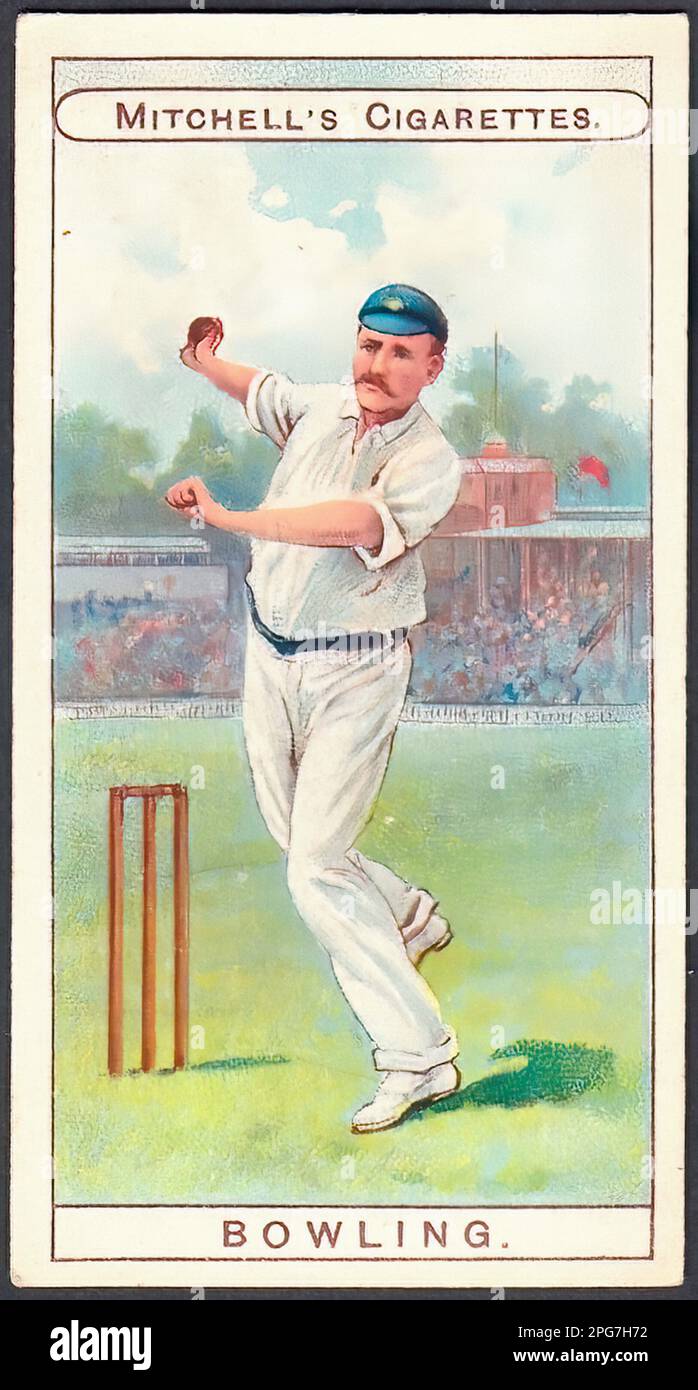 cricket cigarette cards Portrait of Bowling Cricket - Vintage Cigarette Card Stock Photo