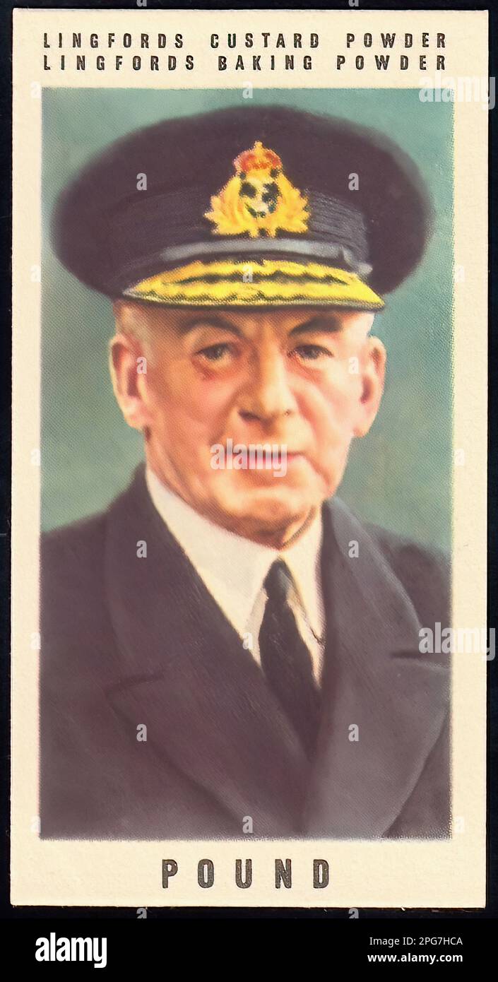 Portrait of Admiral of the Fleet Pound - Vintage British Trade Card Stock Photo