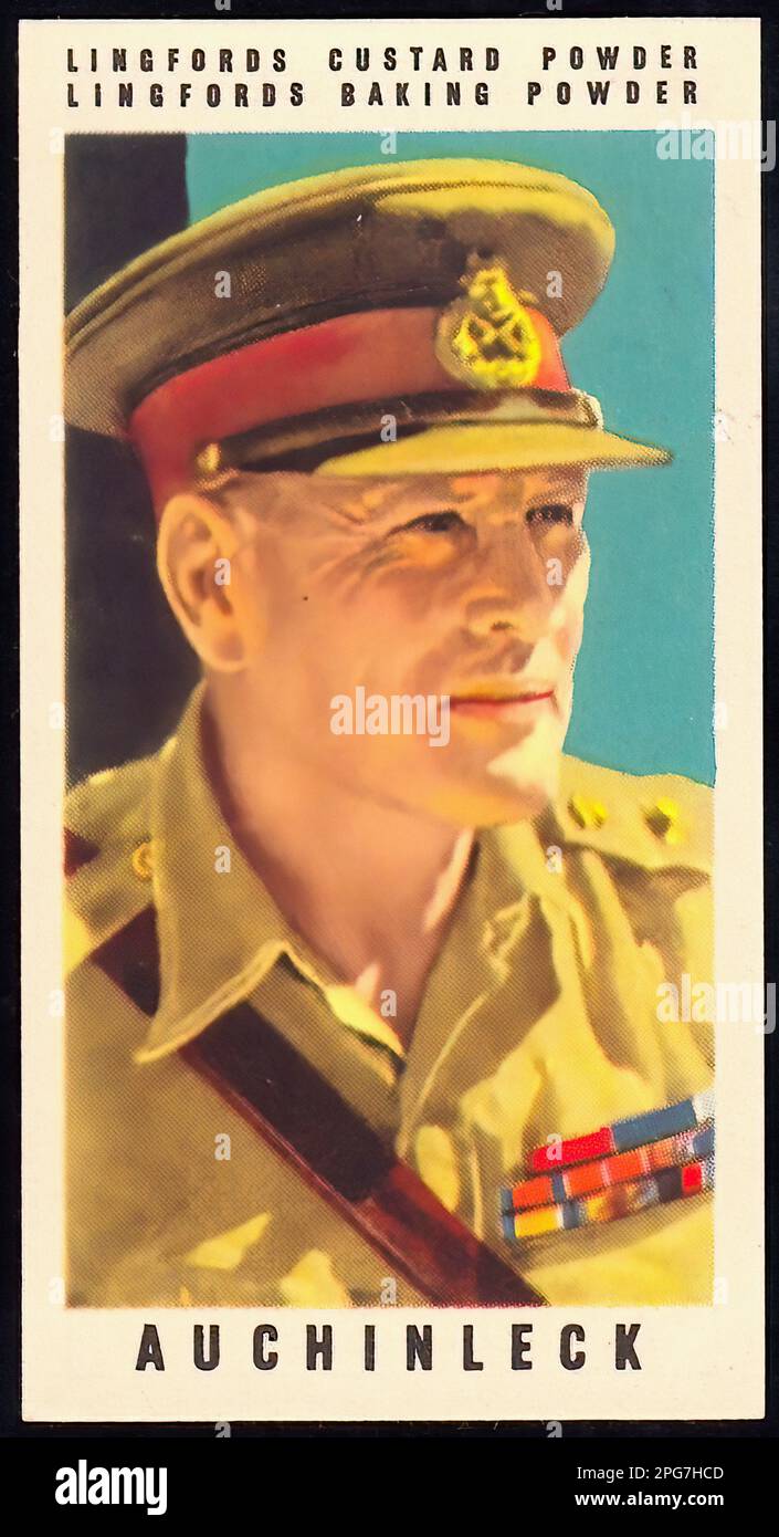 Portrait of Field Marshal Auchinleck - Vintage British Trade Card Stock Photo