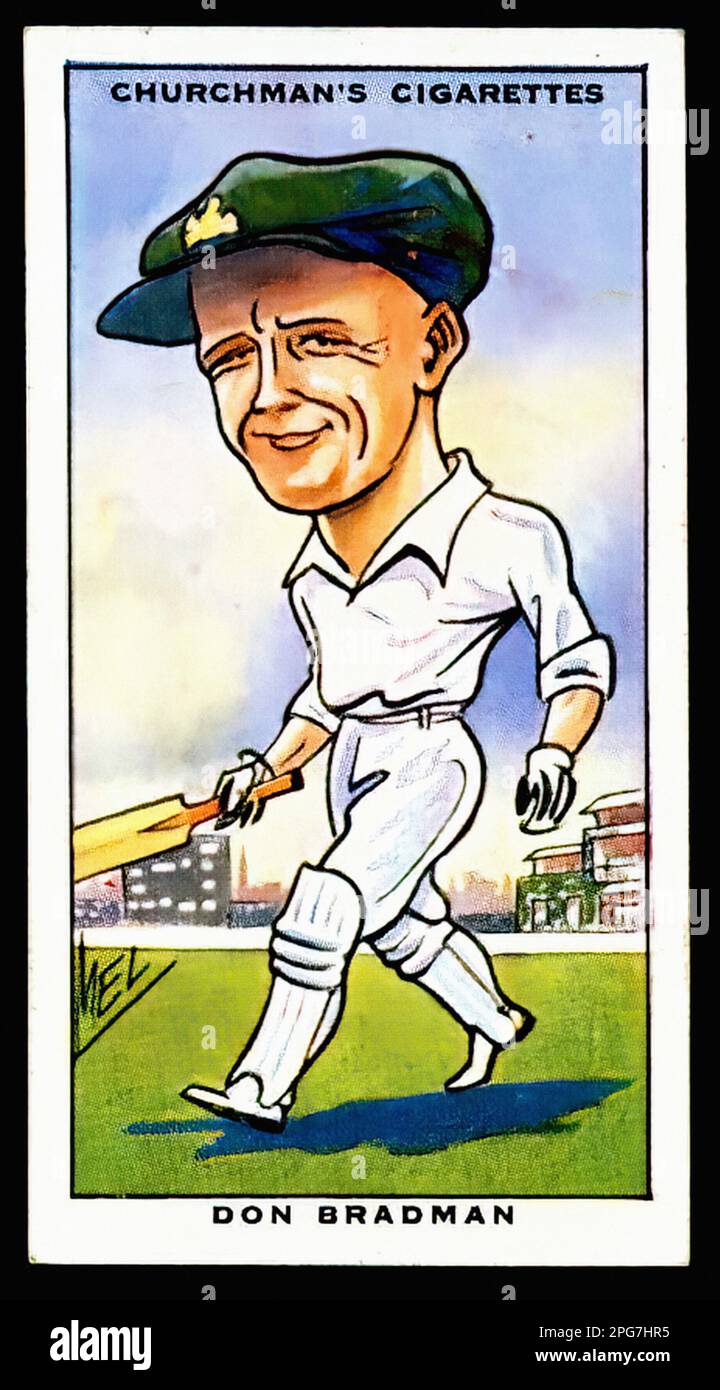 Portrait of Cricket Don Bradman - Vintage Cigarette Card Stock Photo
