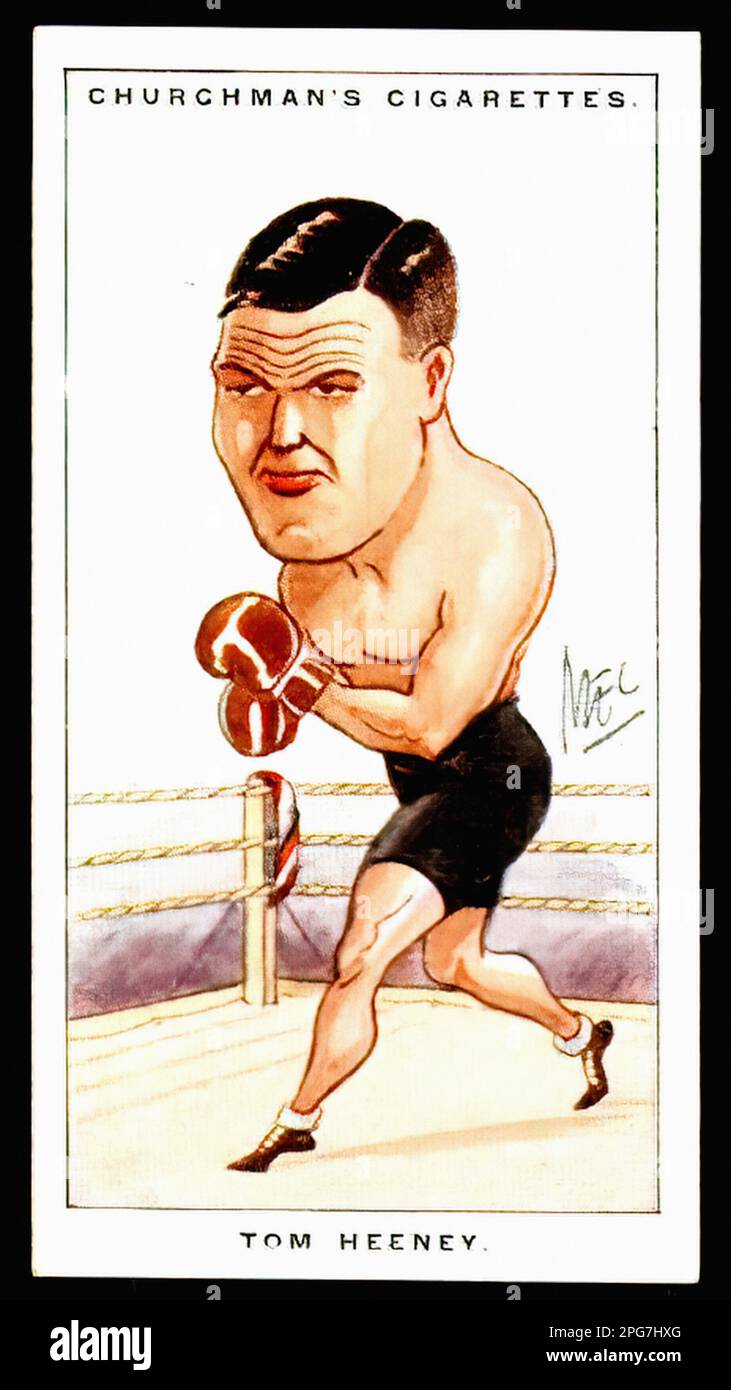 Portrait of Boxer Tom Heeney - Vintage Cigarette Card Stock Photo
