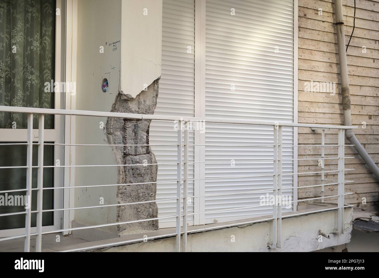 Istanbul, Turkey March 11, 2023 Column of a building engraved for