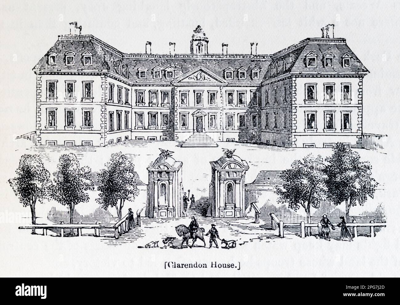 19th century engraving of Clarendon House Stock Photo Alamy