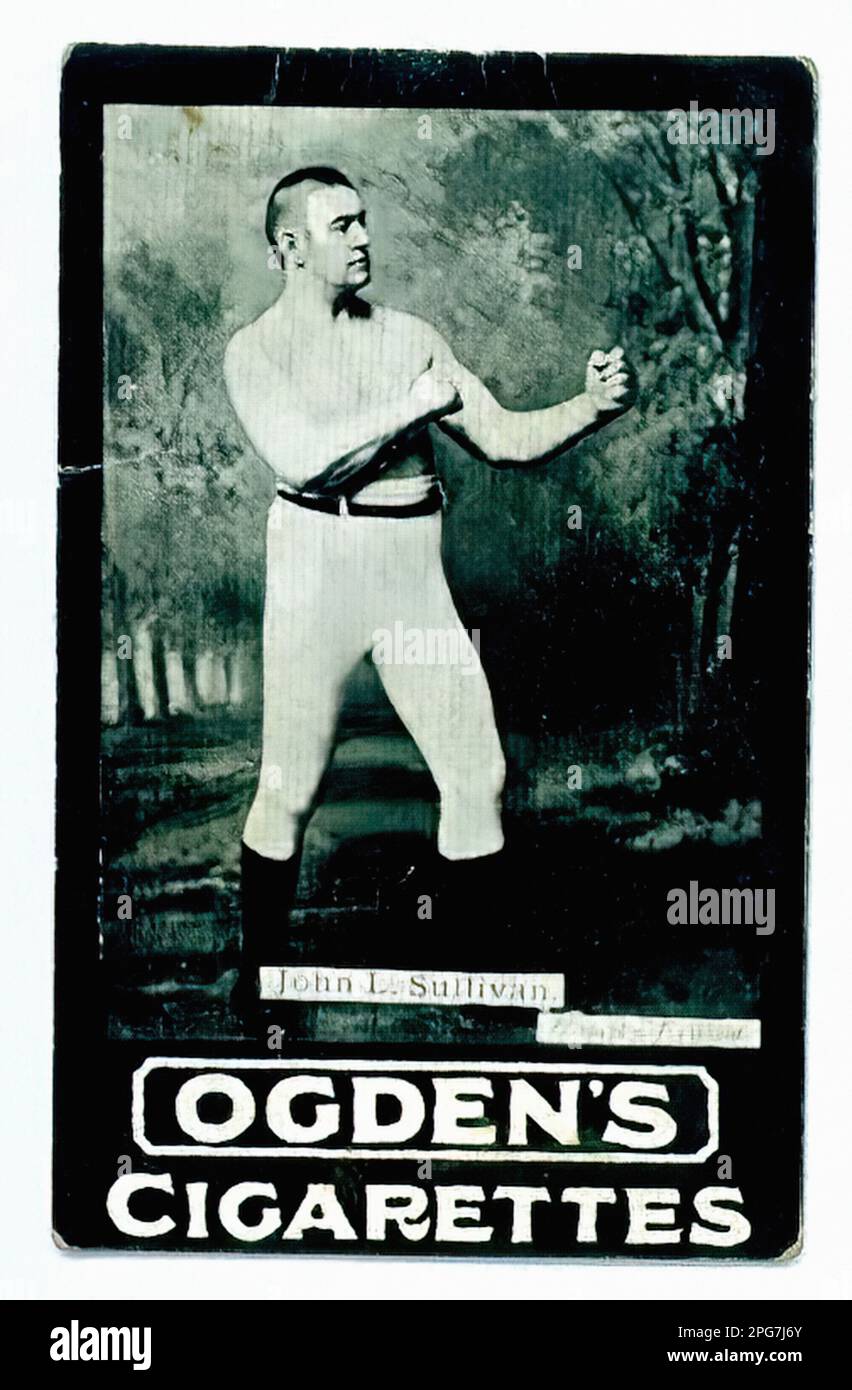 Portrait of John L Sullivan - Vintage Cigarette Card Stock Photo