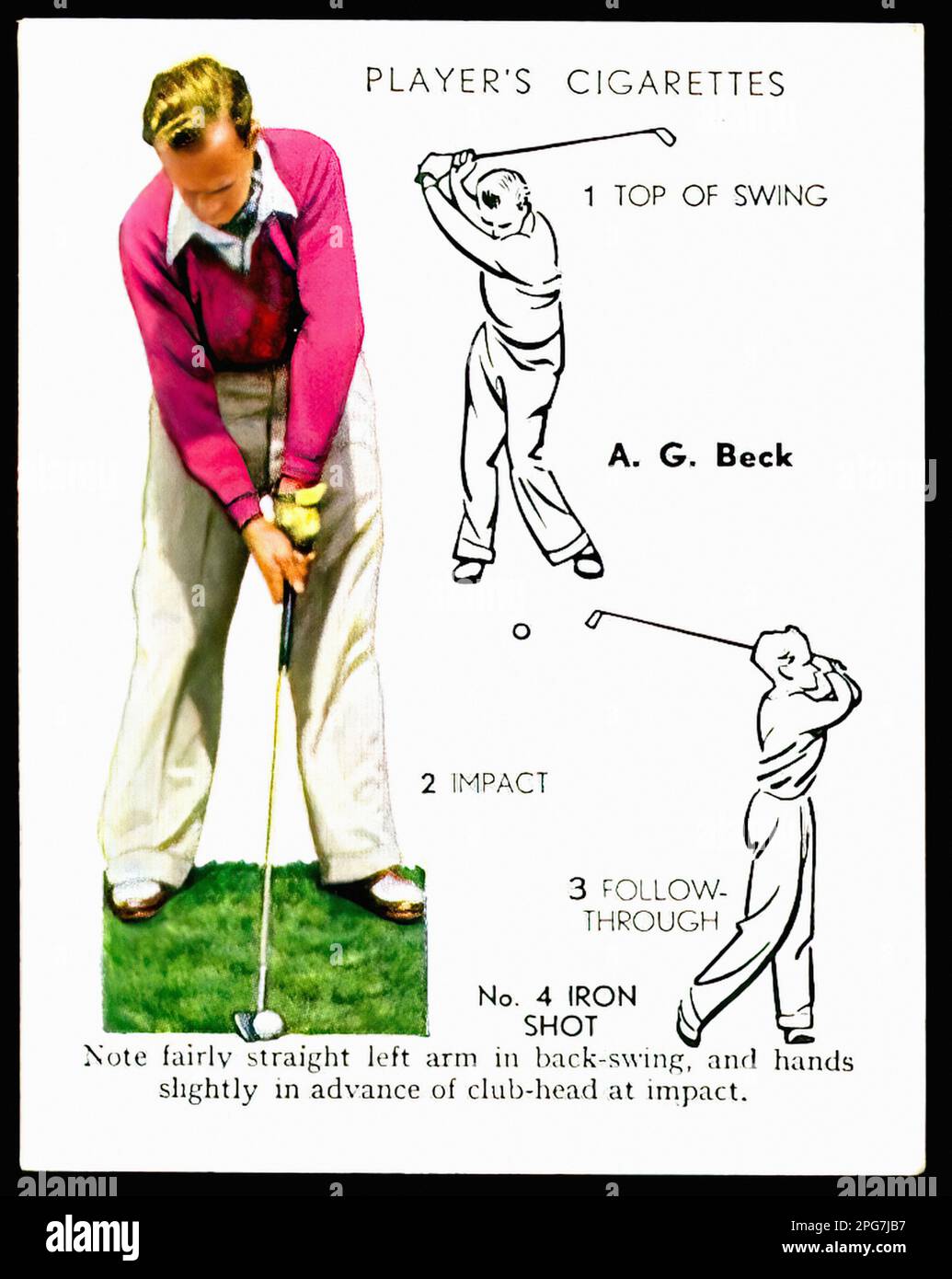 Portrait of Golfer A.G.Beck - Vintage Cigarette Card Stock Photo