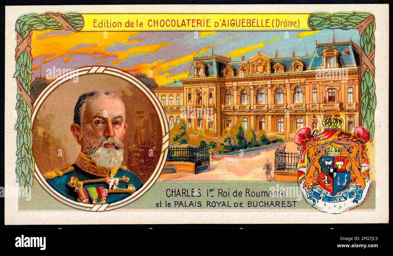 Portrait of King Carol I of Romania - Vintage French Tradecard Stock ...