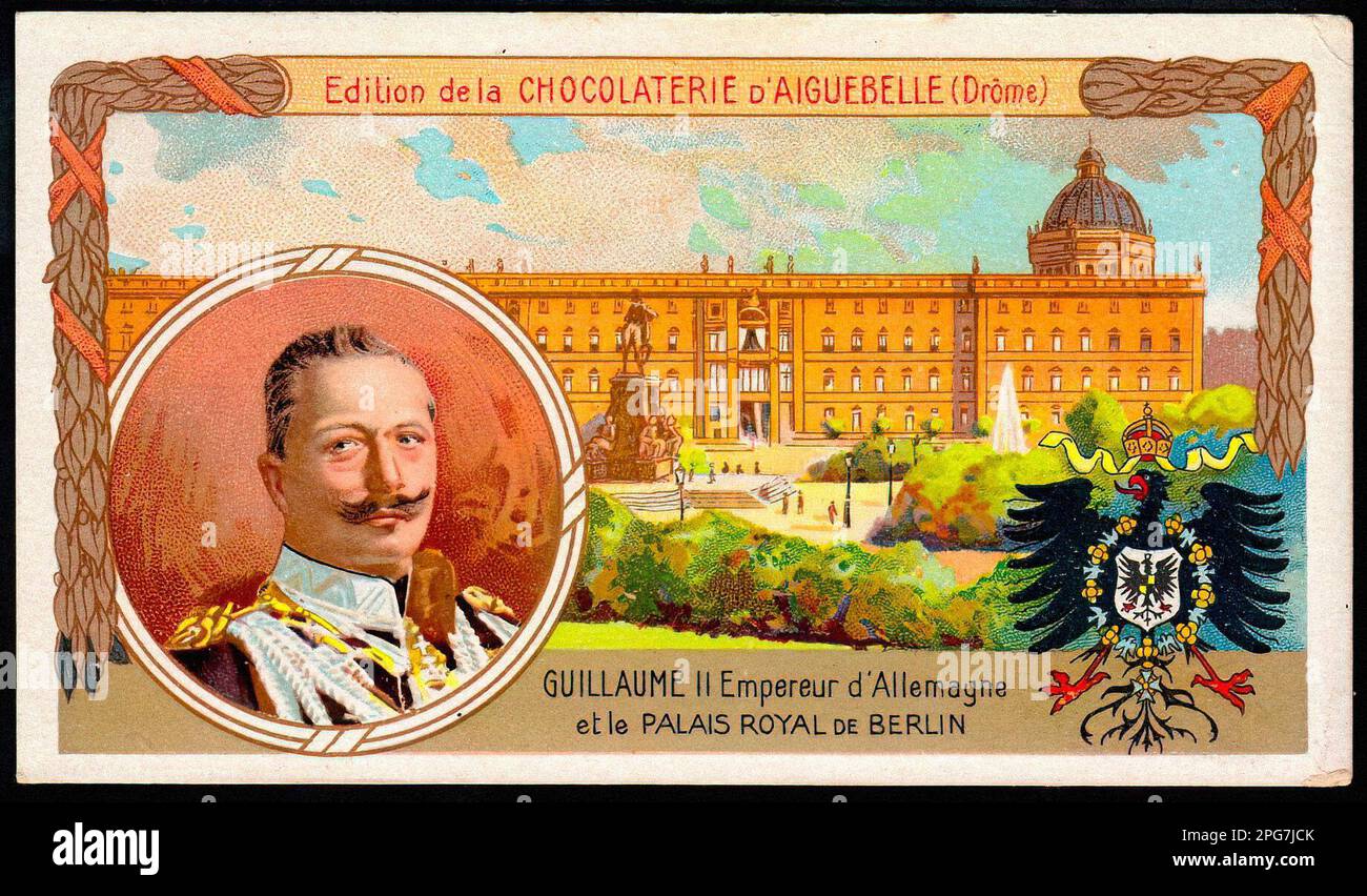Portrait of Kaiser Wilhelm II of Germany - Vintage French Tradecard Stock Photo