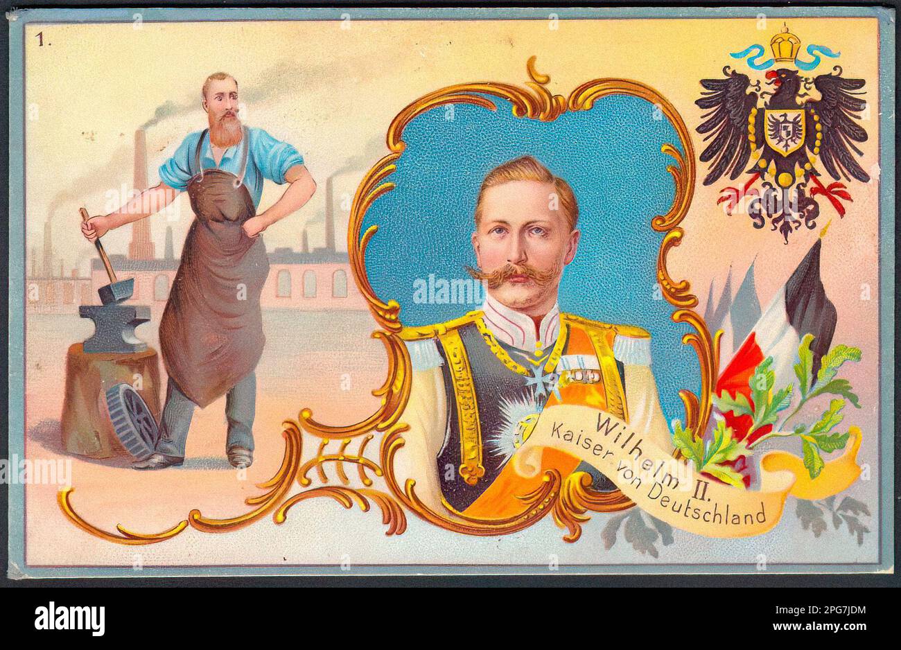 Portrait of Kaiser Wilhelm II of Germany - Vintage German Tradecard Stock Photo