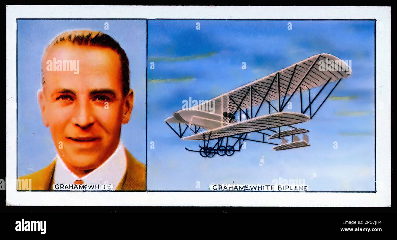 Portrait of Claude Grahame-White - Vintage Cigarette Card Stock Photo