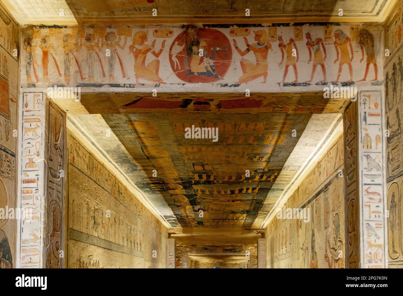 Inside Tomb of Ramesses IX, Valley of the Kings, near Luxor, Egypt Stock Photo