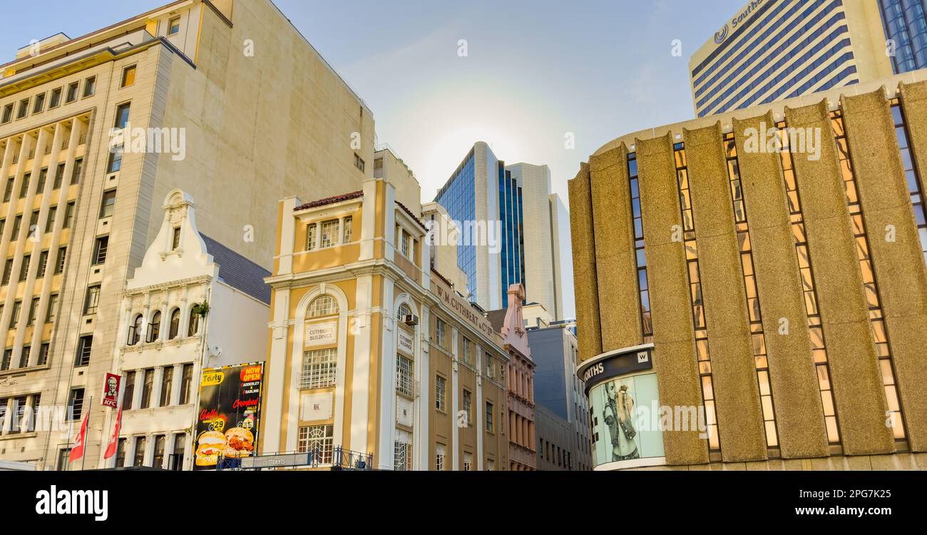 Cape Town, South Africa - March 15, 2023: Street view of old buildings in city centre Stock Photo