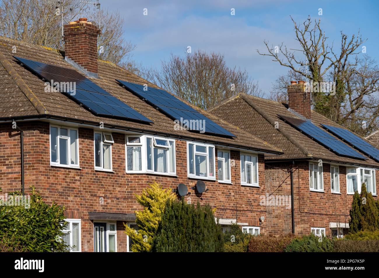 Solar energy panels fitted to former local authority council houses