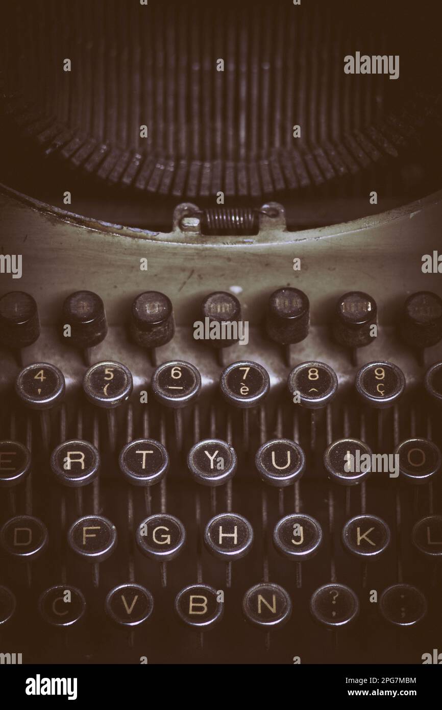 dusty old typewriter background Stock Photo