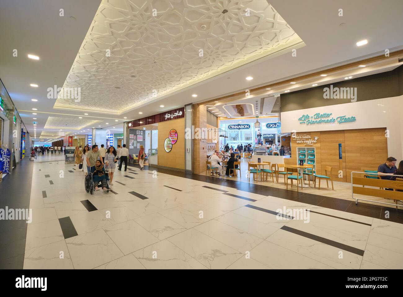 View of some of the shops and restaurants at the underground shopping