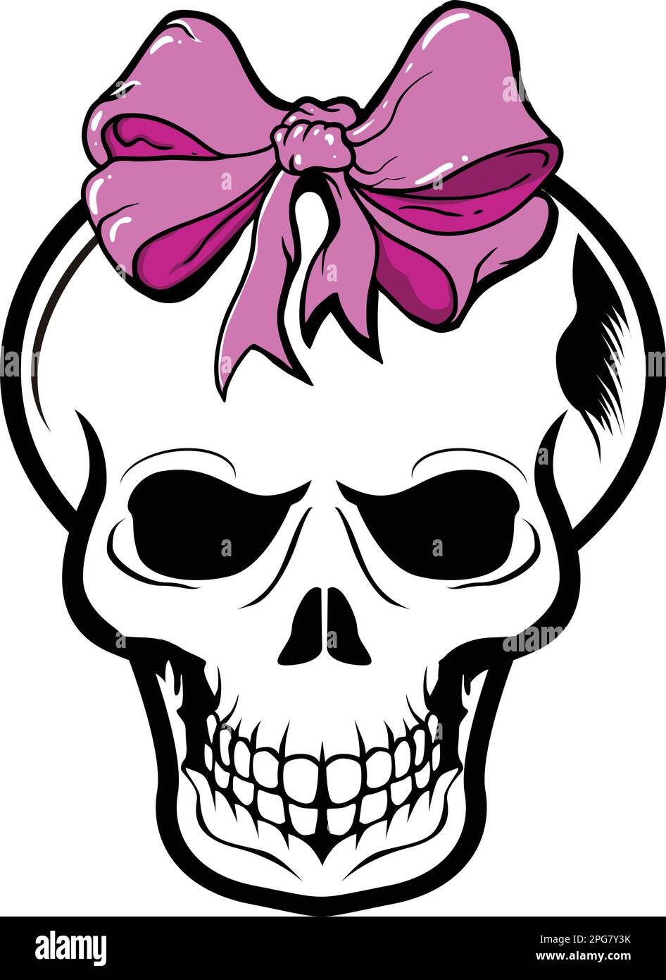 Pink Punk Skull girl or girlie vector illustration Stock Vector Image ...