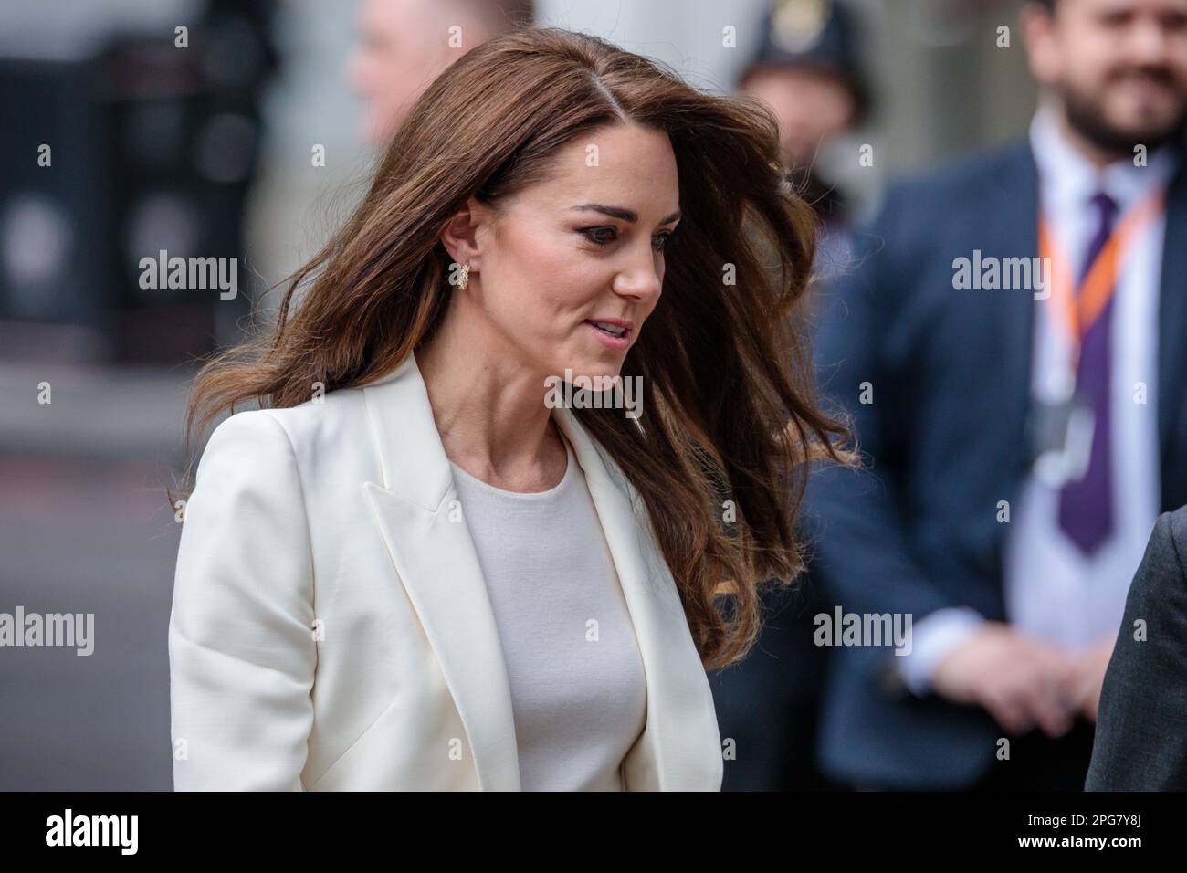 City of London., UK. 21st March 2023. The Princess of Wales attends the inaugural meeting of her new Business Taskforce for Early Childhood at NatWest’s headquarters in the City of London. Photo by Amanda Rose/Alamy Live News Stock Photo